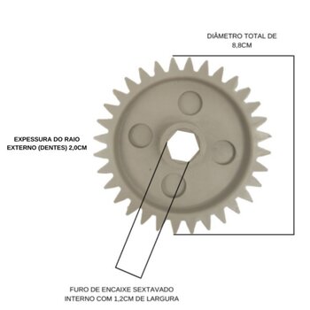 Engrenagem de 32 Dentes p/Cilindro e Moedor - Anodilar