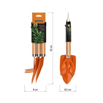 Conjunto de Jardim Aço Laranja 3 peças Cabo Madeira - Tramontina