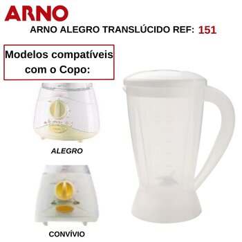 Copo Liquidificador Arno Alegro Translúcido Branco