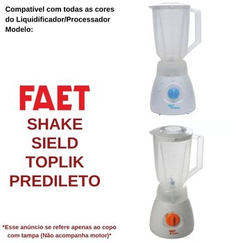 Copo de Liquidificador Plástico 1,5L SHAKE SIELD TOPLIK PREDILETO