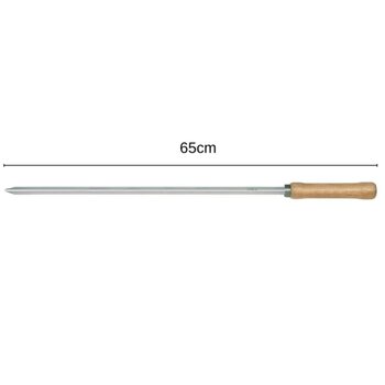 Espeto Simples 85cm Mor Churrasco Aço Cromado Cabo Madeira 