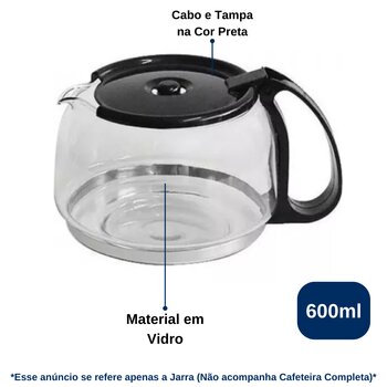 Jarra de Vidro para Cafeteira Mondial Bella Aroma 12C