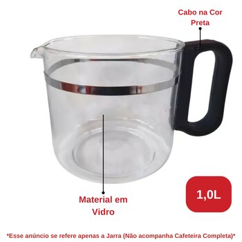 Jarra de Vidro Preta para Cafeteira Walita 18 Cafés