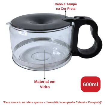 Jarra Preta de Vidro para Cafeteira Walita Studio/Britania B-14